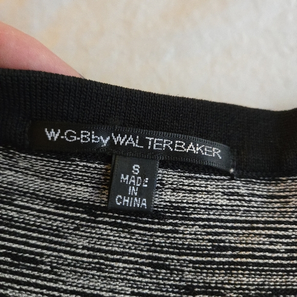 WGB Walter Baker Black & Grey Space Dye Stretch Knit Fit & Flare Dress - Picture 4 of 12